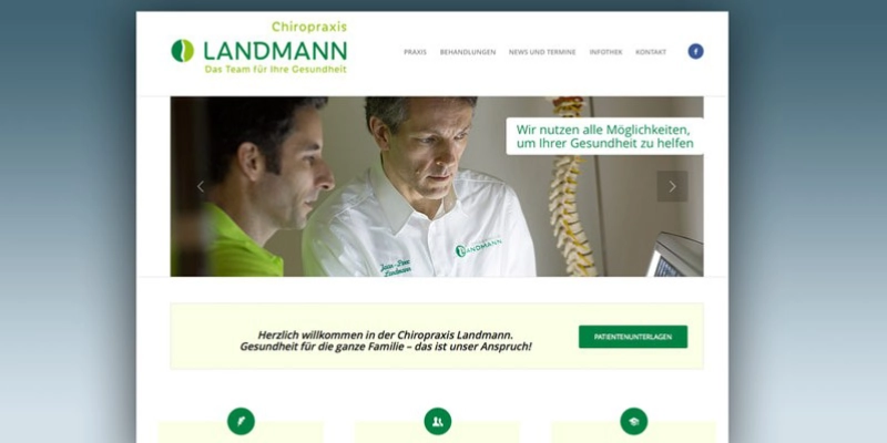 Die Startseite der Website von Chiropraxis Landmann