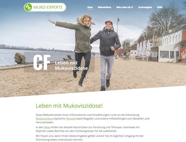 Der Startseite der Website von mukoviszidose-log.de