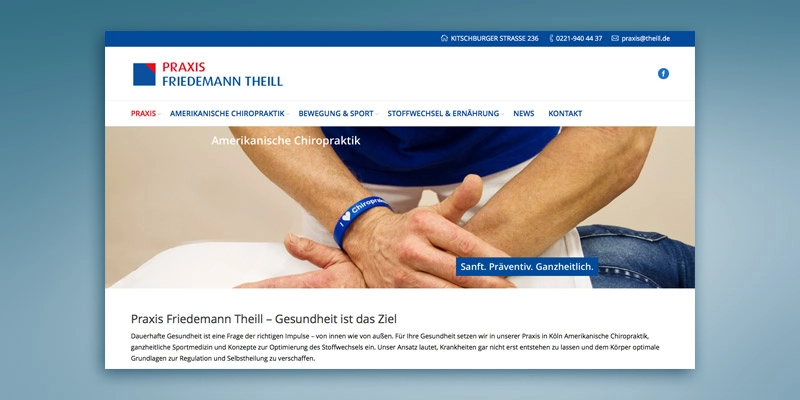 Die Startseite der Website von Praxis Friedemann Theill
